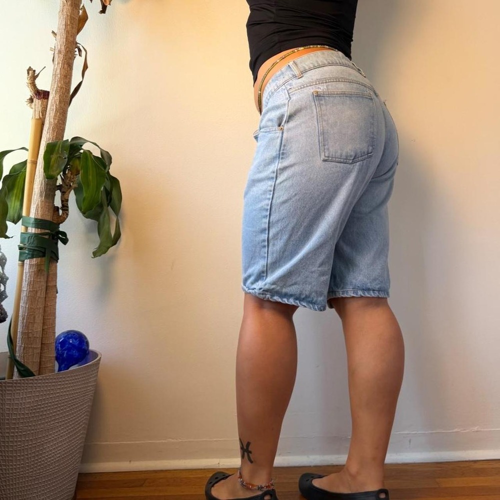 Vintage Todays News Light Wash Denim Jorts Low Rise Dad Shorts 36 - Picture 2 of 6